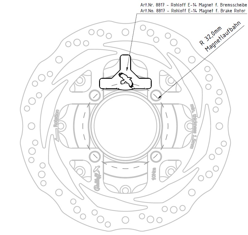 Rohloff E-14 Magnet for 2mm rotors (negro)